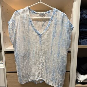 Michael Stars Relaxed Blue Cap Sleeve Blouse gauze